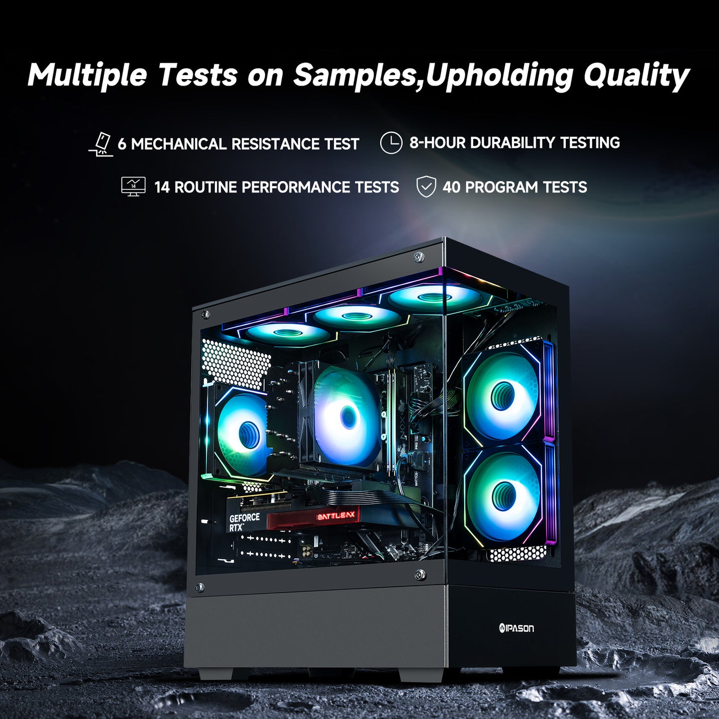IPASON Xelra Gaming Desktop PC,AMD Ryzen5 9600X,Geforce RTX 5060 8G,32GB DDR5,1TB NVMe SSD,Wi-Fi,Windows 11 Home,Black Prebuilt Pc Computer