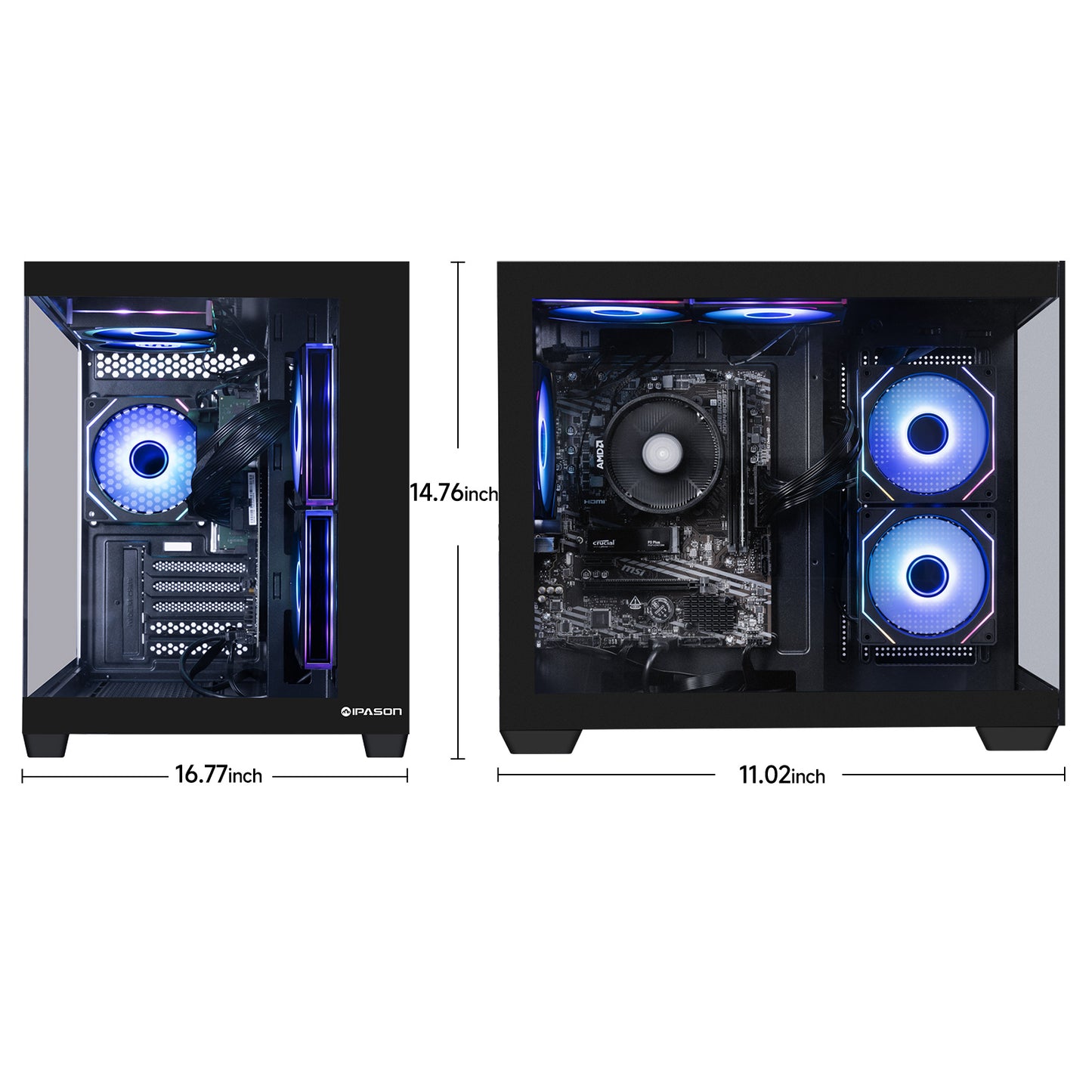 IPASON gaming desktop AMD Ryzen 5 5600GT (6 core up to 4.6GHz) AMD Radeon Vega 7 16GB DDR4 3200MHz 1TB M.2 NVMe 550W PSU Windows 11 home WIFI Gaming PC