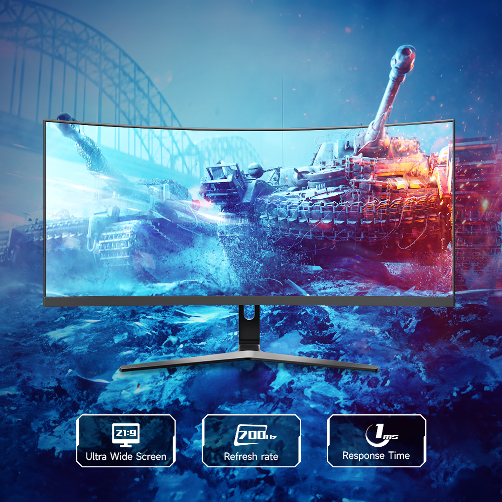 IPASON E3025W-M 29.5-inch 120Hz 2K Curved Gaming Monitor 1ms FreeSync Premium, 2560*1080 VA 1800R Display, (MPRT),Blue Light Filte, 97% 97%, 2x DisplayPort 1.4, 2x HDMI 2.0