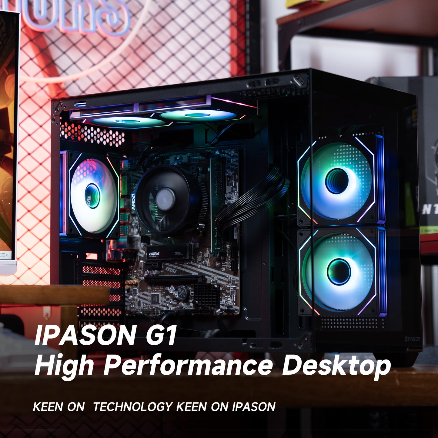 IPASON gaming desktop AMD Ryzen 5 5600GT (6 core up to 4.6GHz) AMD Radeon Vega 7 16GB DDR4 3200MHz 1TB M.2 NVMe 550W PSU Windows 11 home WIFI Gaming PC