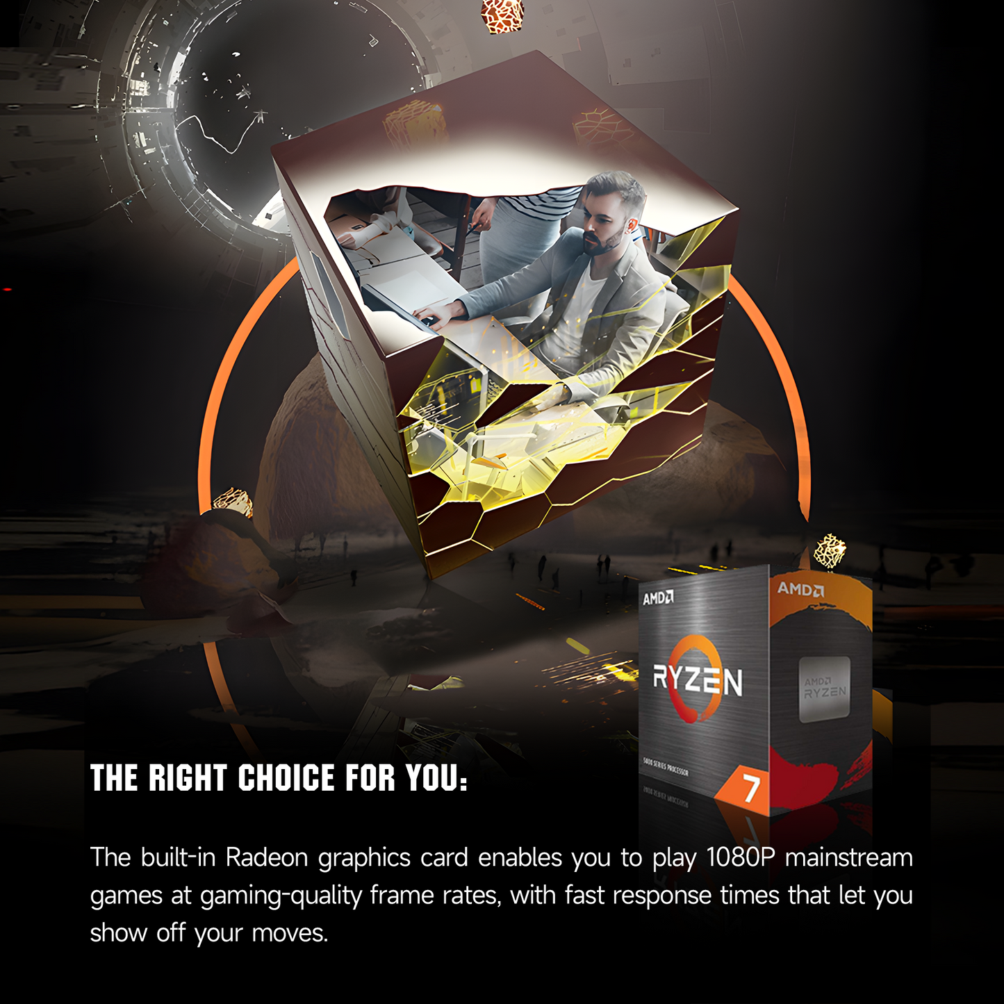 Ipason Battlefield S7 Pro AMD Ryzen 7 5700G 8x Cores 16x Threads up to 4.6GHz Radeon Graphics DDR4 16G 3200MHz Kingston Nvme 1T M.2 SSD Windows 11 Home
