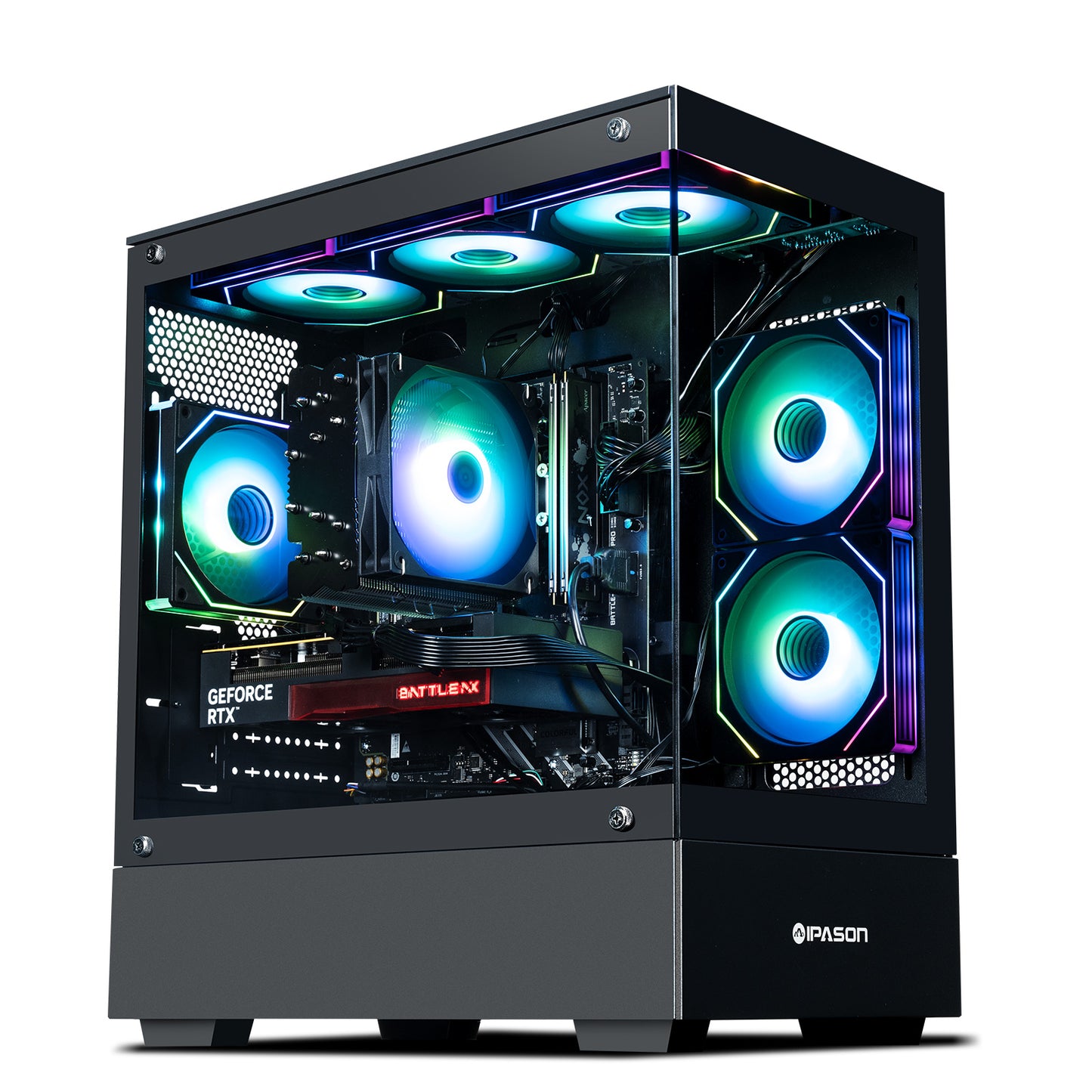 IPASON Xelra Gaming Desktop PC,AMD Ryzen5 9600X,Geforce RTX 5060 8G,32GB DDR5,1TB NVMe SSD,Wi-Fi,Windows 11 Home,Black Prebuilt Pc Computer