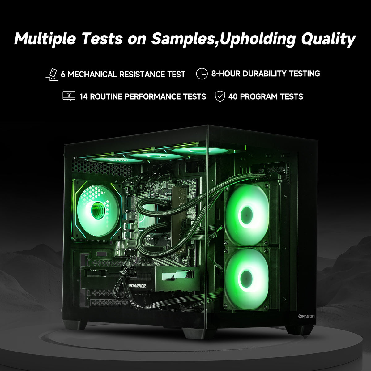 IPASON Prebuilt Gaming Desktop PC, Ryzen 7 5700X, RX 9060 XT 8GB 16GB DDR4 RAM, 1TB NVMe SSD, 550W PSU, Liquid Cooler, Wi-Fi, RGB Fans, Windows 11