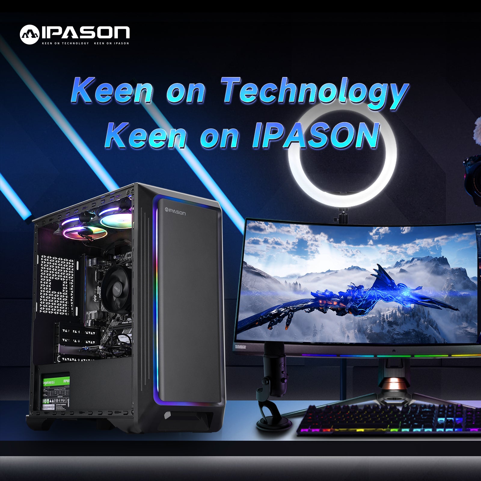 IPASON Gaming Desktop PC, Amd Ryzen 5 5600G 6 Core 3.9GHz, AMD Radeon Graphics Igpu, 1TB SSD, 16GB DDR4 Ram, Windows 11 Home