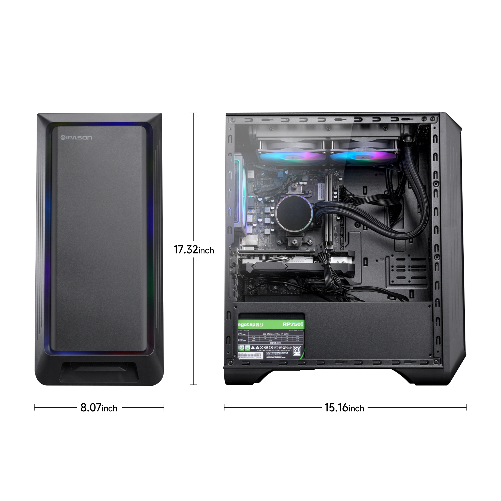 Ipason IPASON FireDragon G1 Plus AMD Ryzen 7 5700X3D RTX4060 32G Ram 1T M.2 SSD Windows 11 Home Prebuilt Pc