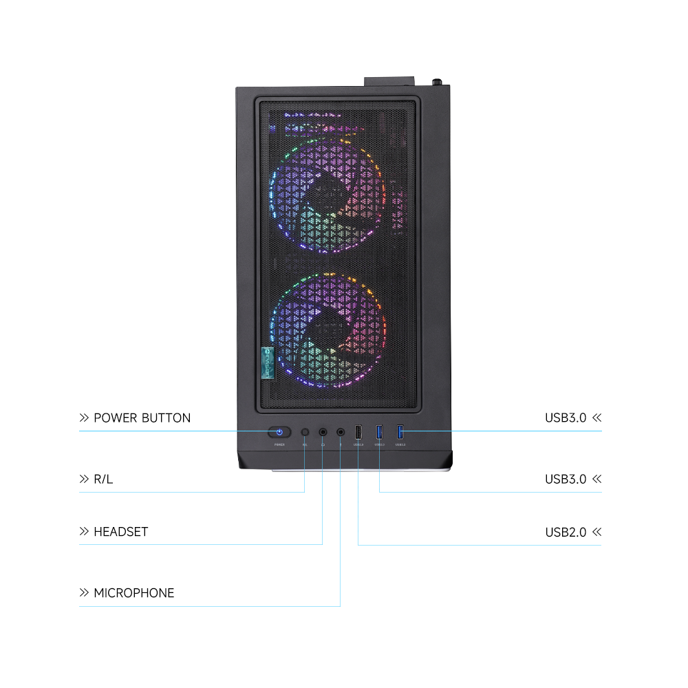 Ipason Battlefield S7 AMD Ryzen 5 5600G 6x Cores 12x Threads up to 4.4GHz Radeon Grap hics DDR4 16G 3200MHz Kingston Nvme 1T M.2 SSD Windows 11 Home Gaming Desktop PC