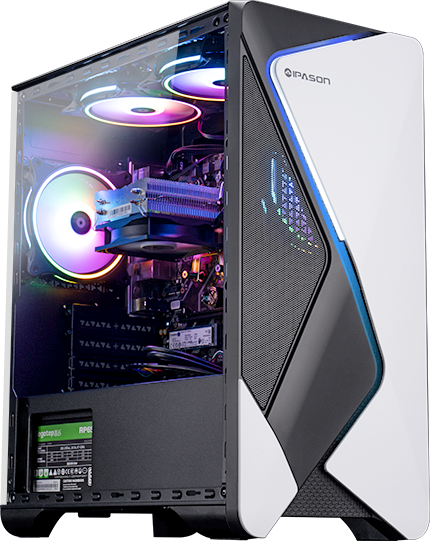 Ipason Battlefield S7 AMD Ryzen 5 5600G 6x Cores 12x Threads up to 4.4GHz Radeon Grap hics DDR4 16G 3200MHz Kingston Nvme 1T M.2 SSD Windows 11 Home Gaming Desktop PC