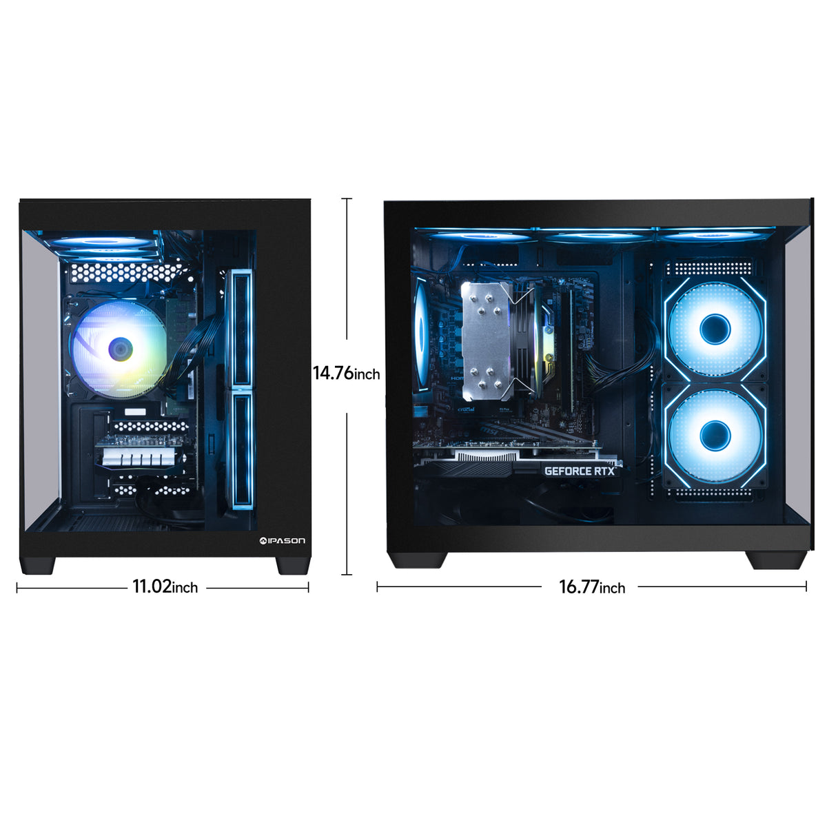 IPASON Prebuilt Gaming Desktop PC, Ryzen 7 5700X,NVIDIA RTX 5060 Ti 16GB DDR4 RAM, 1TB NVMe SSD, 550W PSU, Liquid Cooler, Wi-Fi, RGB Fans, Windows 11