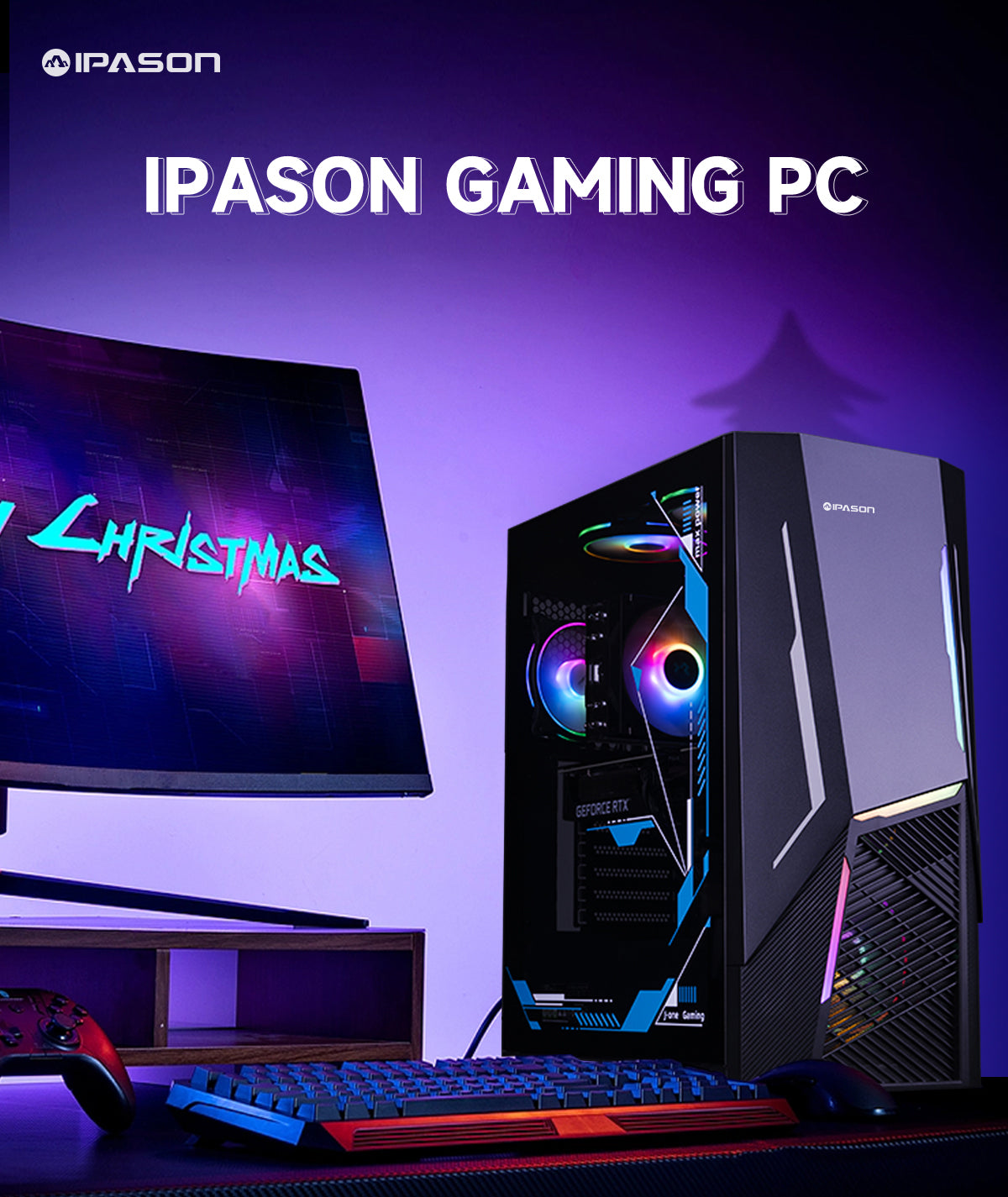 IPASON Gaming Desktop PC, Ryzen 7 5700X, RTX 4060Ti 8GB, 16GB DDR4, 1Tb SSD, Windows 11 Home 64-Bit